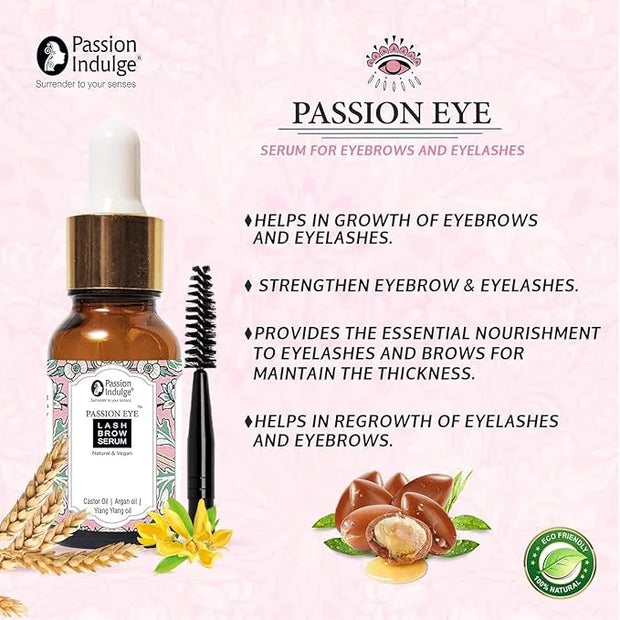 Eyelash Growth Serum | Organic Eyebrow Serum, Reduces thinning of lash & brow Infused with Castor Oil | Helps regrowth Nat...