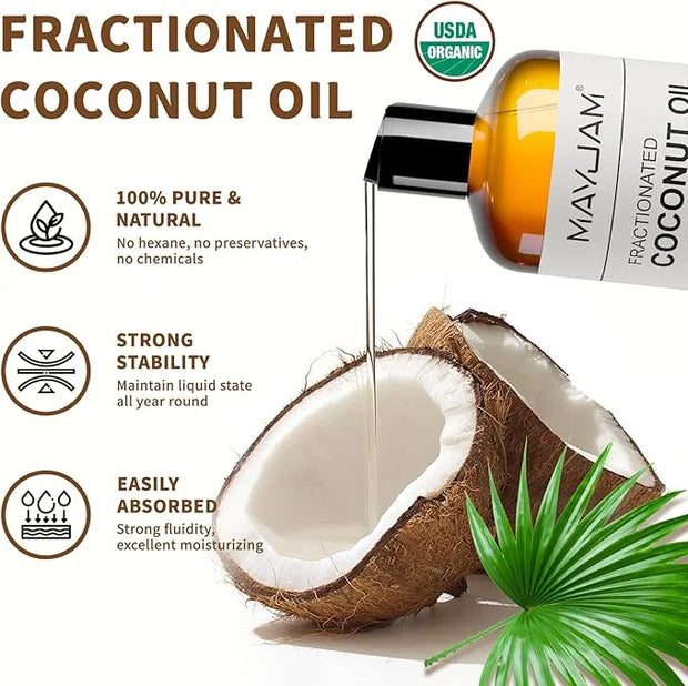 Pure Fractionated Coconut Oils Liquid 16oz 100% Natural USDA Certified Massage MCT Oil Organic&Moisturizer for Face Skin&H...