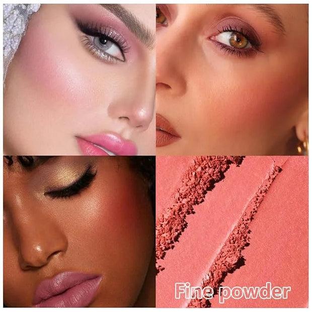 Quads Blush Makeup Palette, Matte Pressed Powder Blushes Palette, Lip & Face Paint Palette for Women, Lasting Light Pink &...