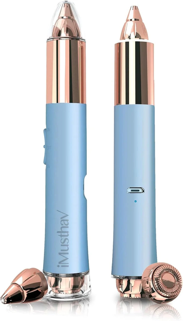 2-in-1 Portable Rechargeable Painless Eyebrow Trimmer & Facial Hair Remover, removes eyebrow, face, lips and body hair for...