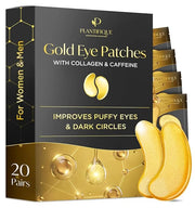 PLANTIFIQUE Gold Under Eye Patches for Puffy Eyes and Dark Circles 20+5 Pairs Under Eye Masks for Dark Circles and Puffine...