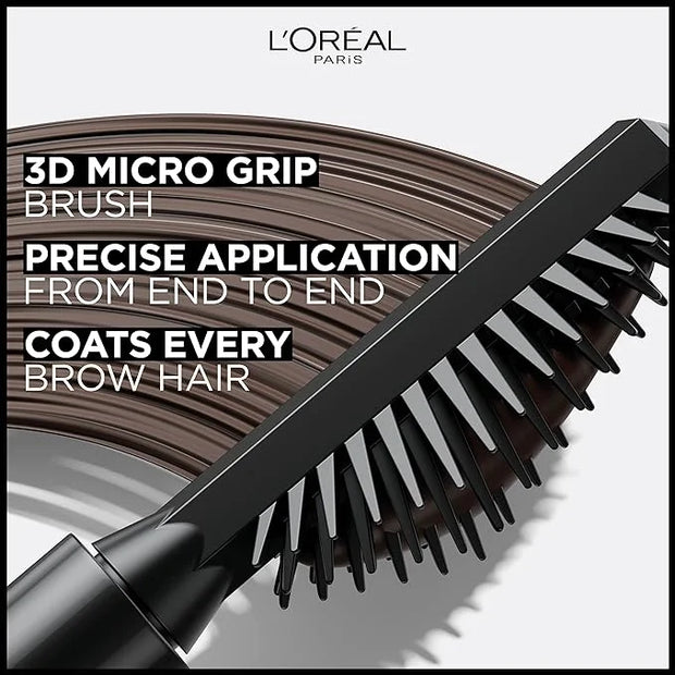 L'Oreal Paris Infallible Volumizing 24H Wear Brow Mascara, Long Lasting Eyebrow Makeup for 2X Fuller Eyebrows, 5.0 Brunett...