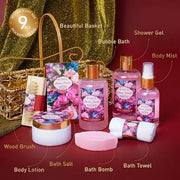 Spa Gift Basket for Women, ROSE & JASMINE Friendship Gifts Women, Tote Bag, Shower Gel, Hand & Body Cream, Hitrees Bath Gi...