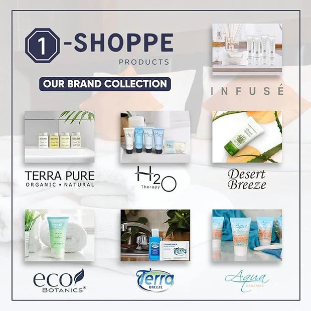 Terra Pure Desert Breeze Hotel Soaps & Toiletries Bulk Set | 1-Shoppe Amenities Kit | 1oz Shampoo & Conditioner, Body Wash...