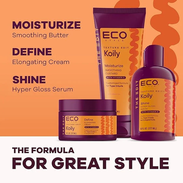 Eco Style, Texture Edit, Koily Moisturize Smoothing Butter for Type 4 curly hair - A sulfate-free, ultra-rich curly hair c...