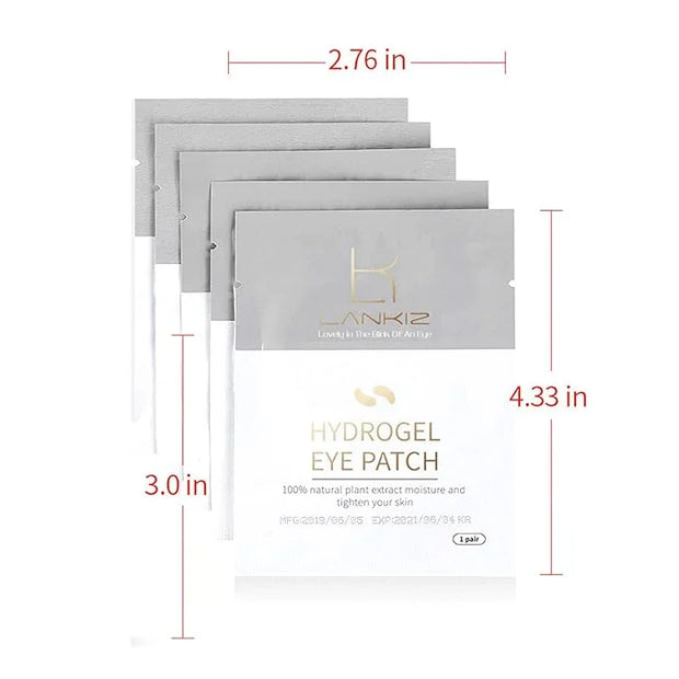 LANKIZ 100 Pairs Under Eye Gel Pads for Lash Extensions, 100% Natural Plant Extract, Collagen Hydrogel, Lint-Free, Moistur...