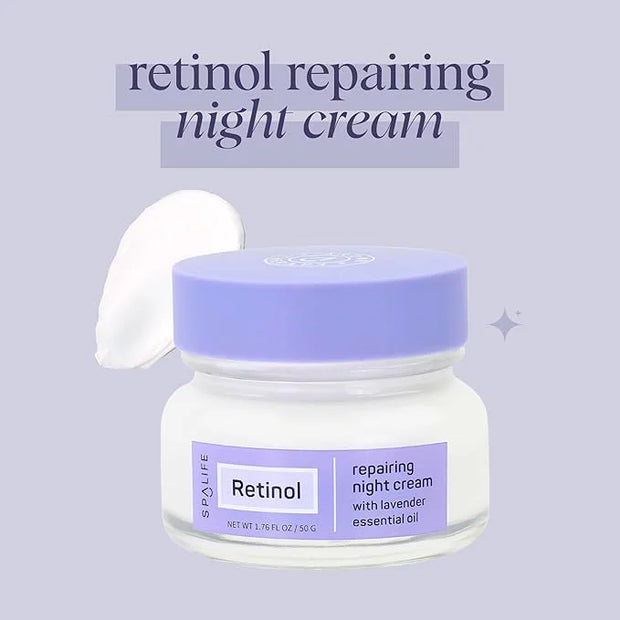 SpaLife Repairing Night Face Cream – For Fine Lines, Wrinkles, Dull Skin, Uneven Tone & Loss of Elasticity with Witch Haze...