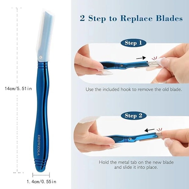 Dermaplane Razor for Women Face with 6 Refill Blades, Dermaplaning Tool Face Razors for Removes Facial Hair, Peach Fuzz, R...