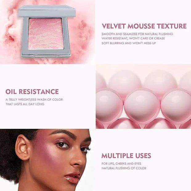 Face Blush Foundation Natural Brightening Silky Moisturizing Sodium Hyaluronate Bakery Crafted Glittering Powder - Product...