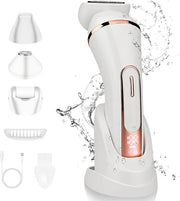 Electric Shavers for Women, 4 in 1 Hair Removal Kit with Epilator Bikini Trimmer Face Razor Body Brush Face Massager Foot ...