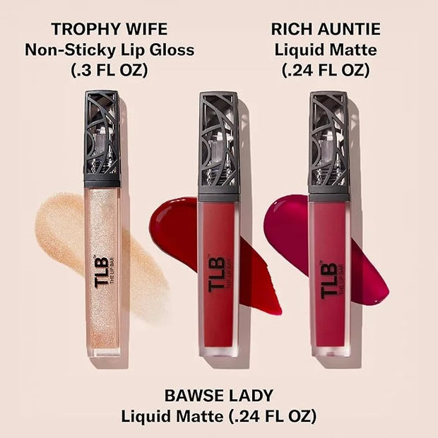 The Lip Bar - Perfect Pout Mini Lip Trio Gift Set (3 Products) - Nonstop Liquid Matte Lipstick & Non-Sticky Lip Gloss - Tr...