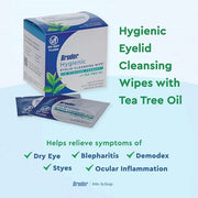 Hygienic Eyelid Cleansing Wipes with Tea Tree Oil l Relief from Demodex l Pre-Moistened, Rinse-Free Exfoliating Wipes Remo...