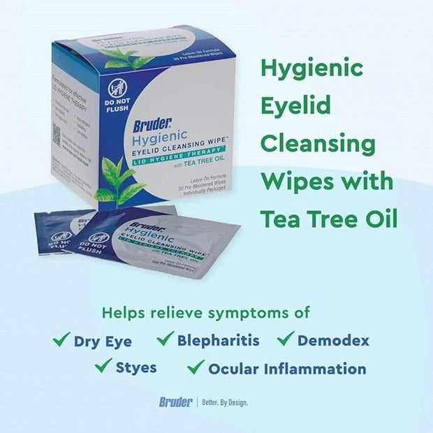 Hygienic Eyelid Cleansing Wipes with Tea Tree Oil l Relief from Demodex l Pre-Moistened, Rinse-Free Exfoliating Wipes Remo...