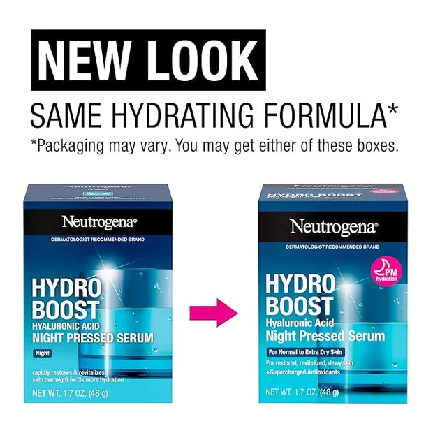 Neutrogena Hydro Boost Night Pressed Serum, Hyaluronic Acid Face Moisturizer for Normal to Extra Dry Skin, Delivers Overni...