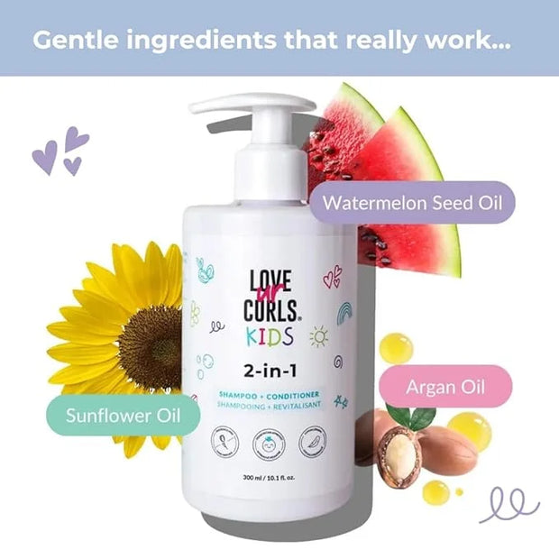 Love Ur Curls Kids - LUCK 2 in 1 Shampoo and Conditioner, Fragrance Free, Pediatrician Approved, Gentle Tear Free Unscente...