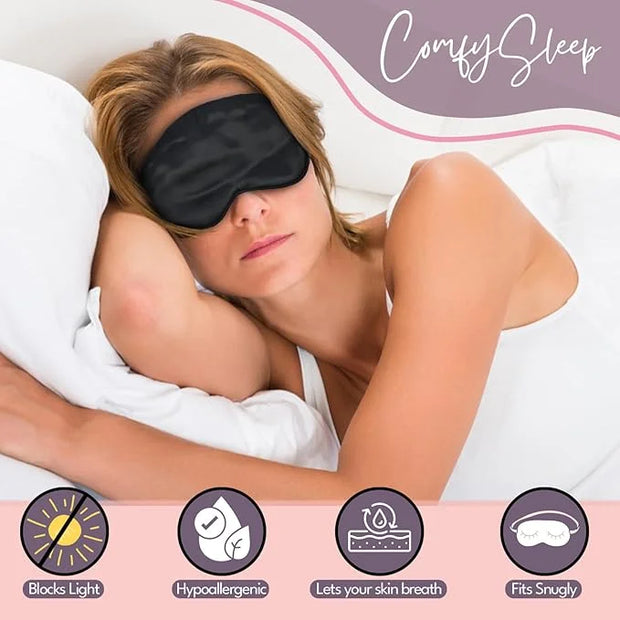 CELESTIAL SILK Sleep Mask for Women With Covered Elastic Strap, 100% Silk Filled Eye Mask for Sleeping (One Size, Black) -...