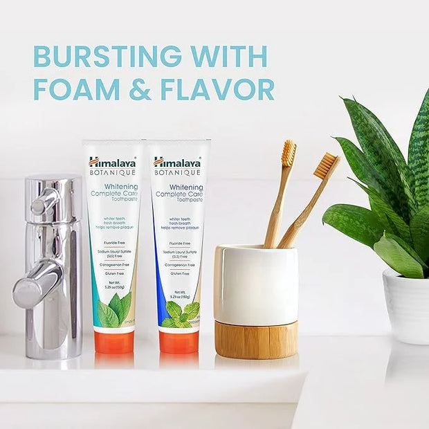 Himalaya Botanique Complete Care Whitening Toothpaste Variety Pack, Simply Mint and Simply Peppermint Flavors, Fluoride Fr...