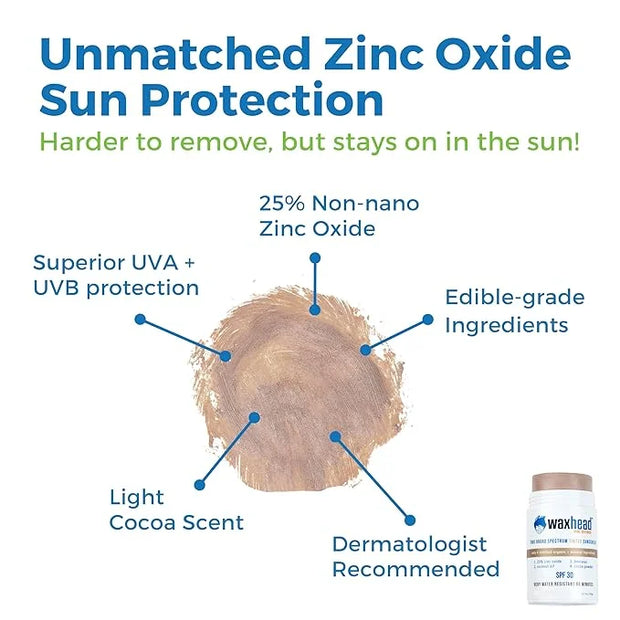 Waxhead Tinted Zinc Stick - Truly Reef Safe Sunscreen, Mineral Sunscreen Face Sunscreen Stick Zinc Oxide Sunscreen, Tinted...
