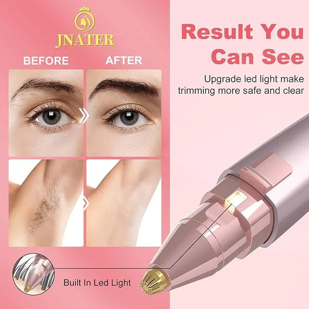 Eyebrow Facial Hair Remover - 2 in 1 Rechargeable Eyebrow Trimmer and Facial Hair Removal for Women, Painless Electric Hai...