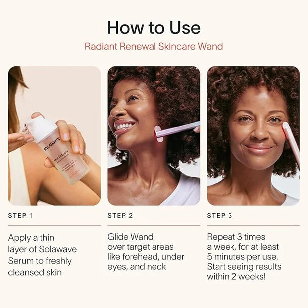 Solawave Red Light Therapy Starter Kit | 4-in-1 Radiant Renewal Wand, Serum and Refill Bundle | Anti-Aging Facial Device w...