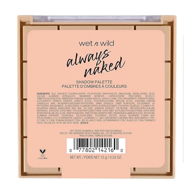wet n wild Always Naked Palette, Nude Neutral Eye Makeup, Blendable, Warm And Cool Nude Pigments, Matte, Shimmer, Glitter,...
