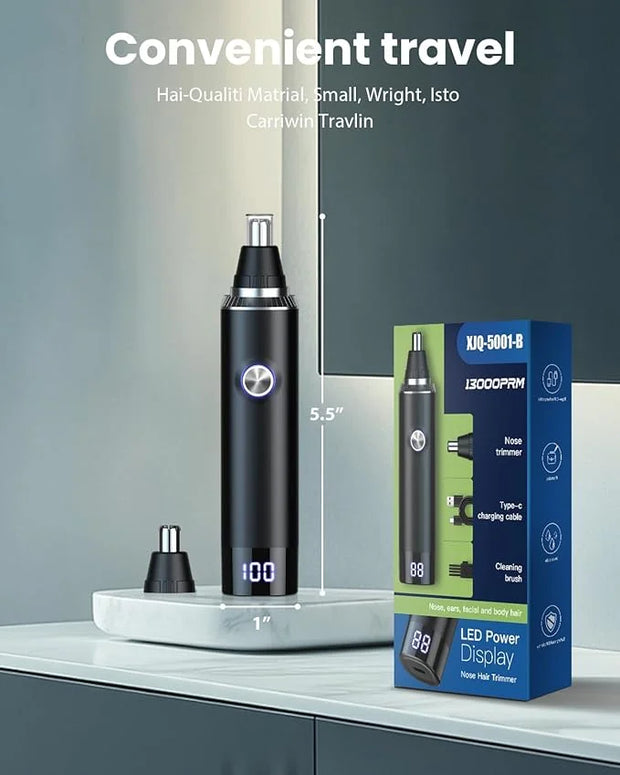 Ear & Nose Hair Trimmer with LED Display for Men Women,Painless USB Rechargeable Eyebrow & Facial & Nose Hair Trimmer Clip...
