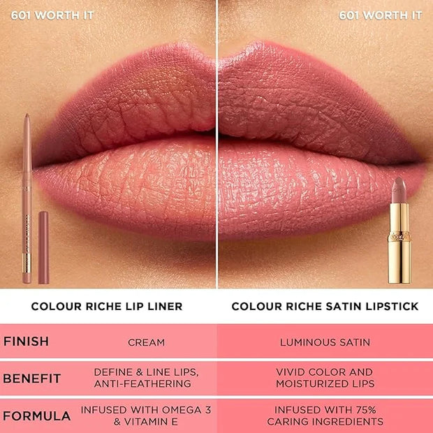 L'Oreal Paris Colour Riche Lip Liner Pencil, Creamy Lip Liner with Omega 3 and Vitamin E, 782 Toffee To Be (Warm Deep Brow...