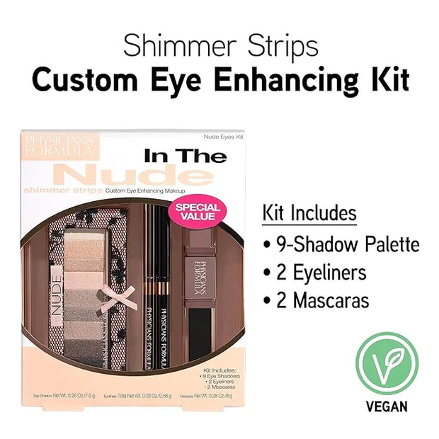 Physicians Formula Shimmer Strips Custom Eye Enhancing Kit with Eyeshadow, Eyeliner & Mascara, Nude - Product Image