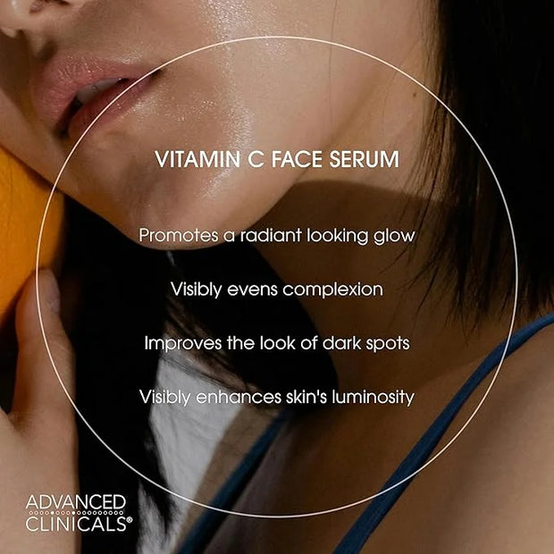 Advanced Clinicals Brightening Vitamin C Serum For Face With Glycolic Acid + Lactic Acid | Vitamin C Eye Serum Face Moistu...