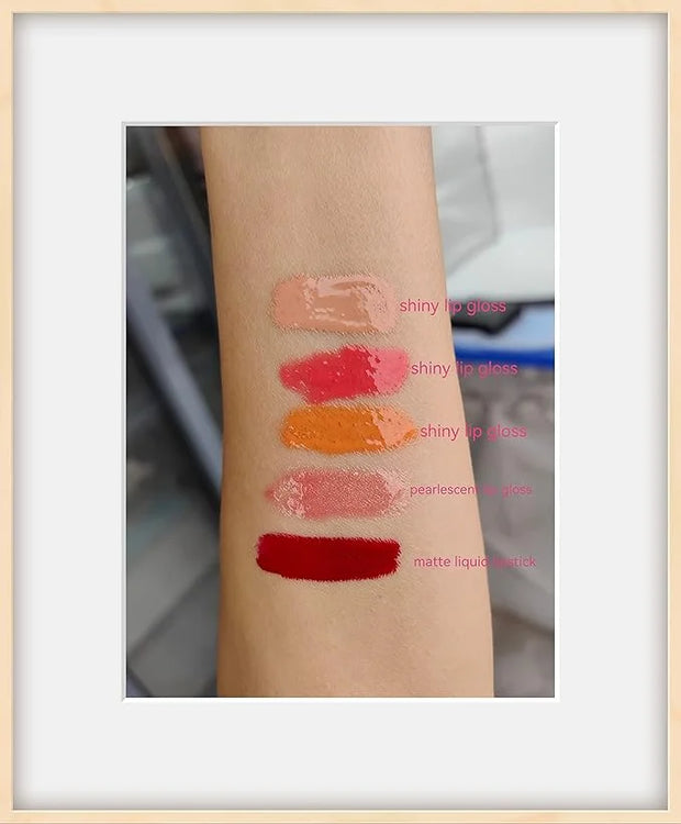 5pcs lip gloss combination set, 4pcs Shiny Lip gloss +1pcs lipstick matte long lasting 24 hours, Lip makeup Gift set - Pro...