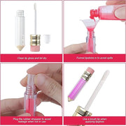 RONRONS 12 Pieces Pencil Lip Gloss Tubes, Empty Mini Pencil Shaped Lip Gloss Tubes Containers Clear Lip Balm Tube Plastic ...