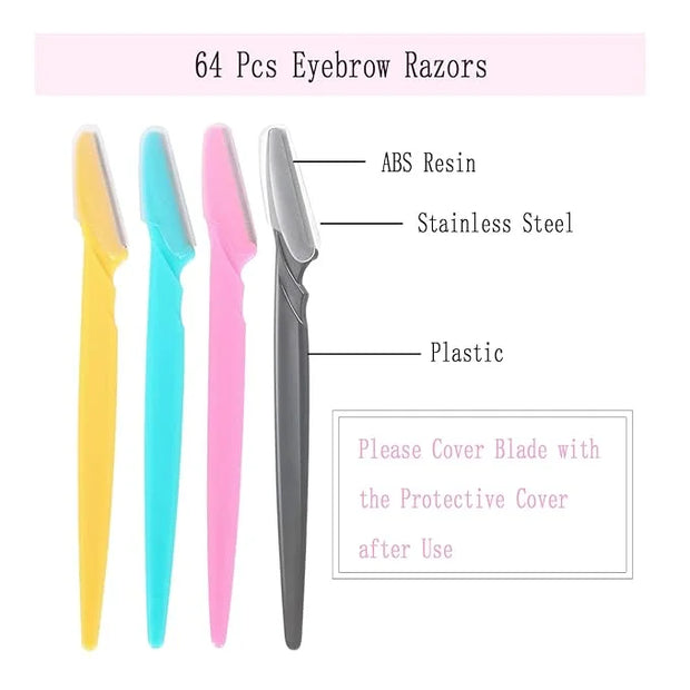 Facial Razor, 64 Pcs Eyebrow Shavers for Women, Multipurpose Exfoliating Dermaplaning Tools for Face With Precision Cover,...