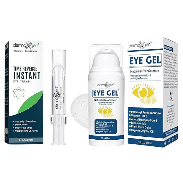 Instant Eye Treatment & Gel Bundle – Featuring Plant Stem Cells & Advanced Time Reverse Anti-Aging Eye Cream for Smooth Fi...
