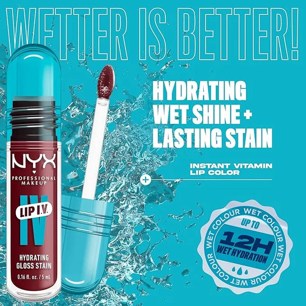NYX PROFESSIONAL MAKEUP Lip IV Hydrating Glossy Lip Stain with 12HR Hydration - Drippin In Rose (Pink) - Product Image