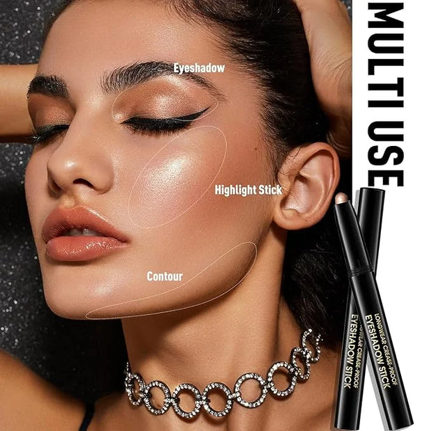 Eyeshadow Stick Waterproof Cream Eye Shadow Pencil Long-Lasting Crease-Proof Shimmer Glitter Eyeshadow Crayon Smooth High ...