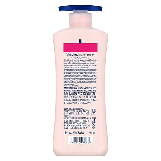 Vaseline Healthy Daily Lotion | With Vitamin b3 Triple Sunscreens | Body Lotion | 400ml (13.52 Fl Oz) - Product Image