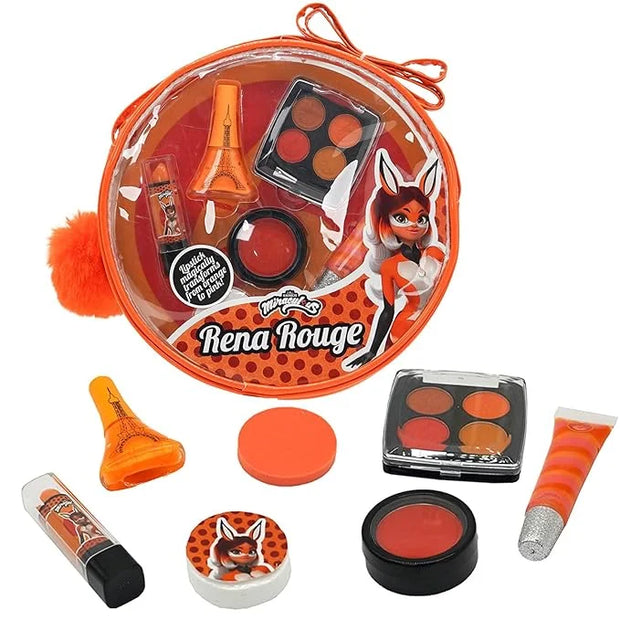 Miraculous Ladybug Kids Makeup Set - 10 Piece Bag with Nail Polish, Hair Chalk, Stickers & More - Safe, Non-Toxic Pretend ...