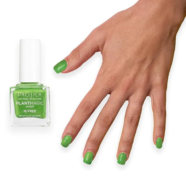Pacifica Natural Nail Polish – Plant Magic Glitter Green Polish - Plant Based, Non-Toxic & Clinically Tested - Lasting Col...