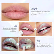Green Glitter Lip Gloss Liquid Lipstick, Diamond Shimmer Metallic Sparkly Iridescent Chameleon Lip Gloss Gift for Women, L...