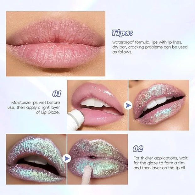 Green Glitter Lip Gloss Liquid Lipstick, Diamond Shimmer Metallic Sparkly Iridescent Chameleon Lip Gloss Gift for Women, L...