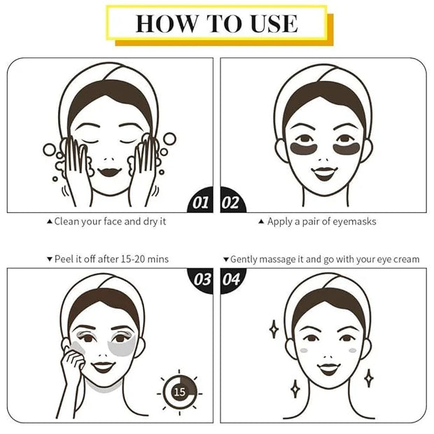 Black Snail Eye Gel Patches Moisturize & Reduce Wrinkle, Elastic Skin with Gold and Collagen, 30 Pairs - Product Image