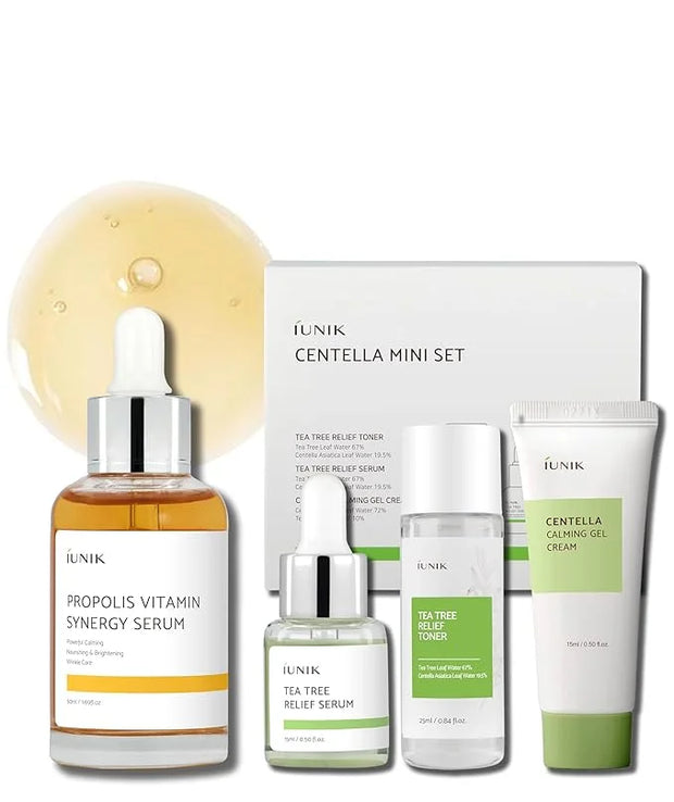 iUNIK Centella Mini Set, Travel Friendly Skincare Set, Ultra calming and hydrating for sensitive skin: Tea Tree Relief Ton...