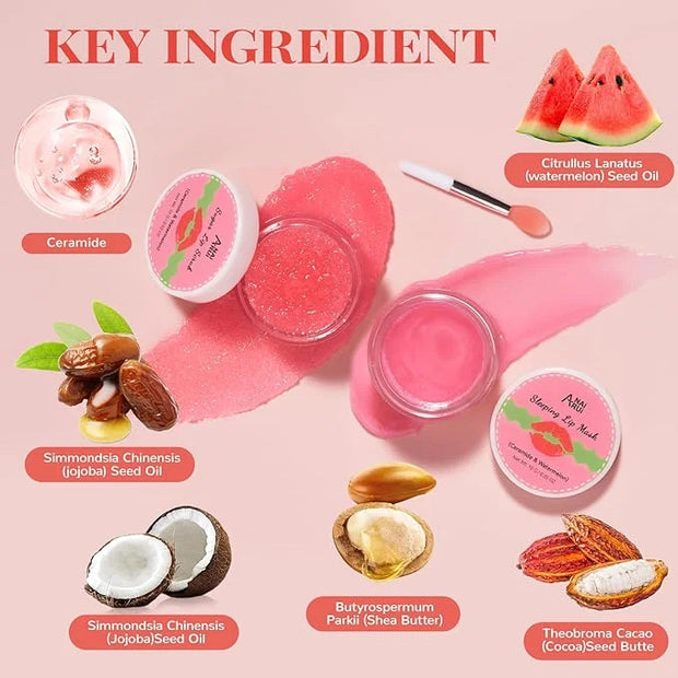 Lip Mask Set, Lip Scrub & Hydrating