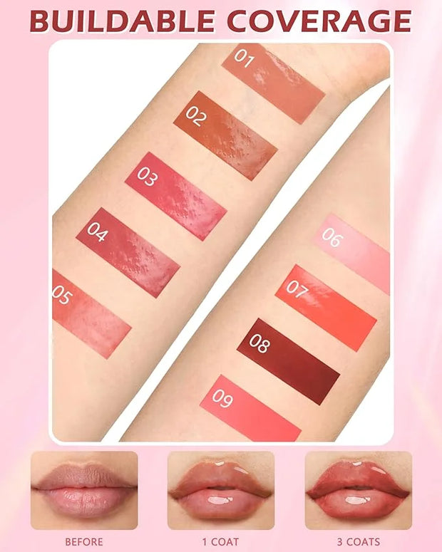 Hydrating Shimmer Lipstick,Moisturizing Jelly Lip Gloss,Shine Red Pink Lipstick Pen, Long Lasting Waterproof Tint Lip Balm...