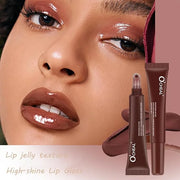 5 Pcs Hydrating Lip Gloss Lip Jam Set, High Shine Glass Finish Nude Colors Moisturizing Glitter Plumping Lip Gloss Shiny J...