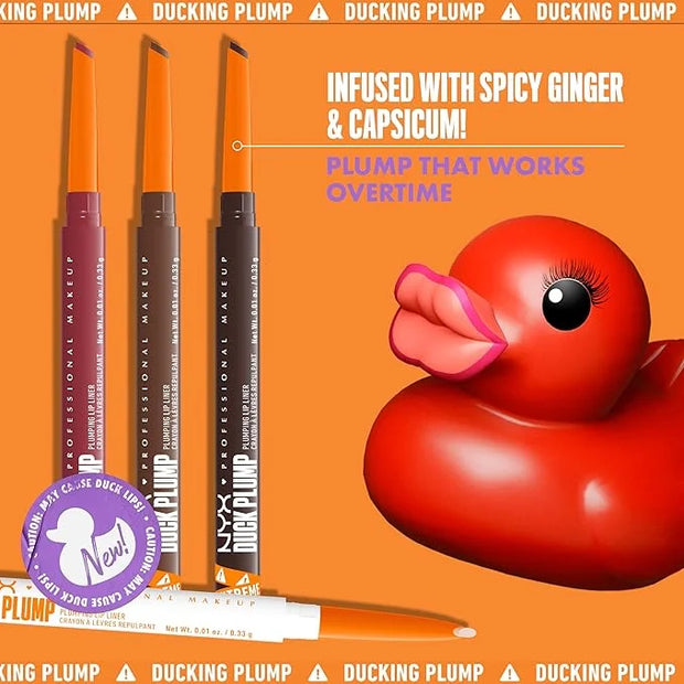 NYX PROFESSIONAL MAKEUP Duck Plump Plumping Lip Liner, Matte Pencil With Up To 10HR Wear, Double Dose (Dark Brown Lip Line...