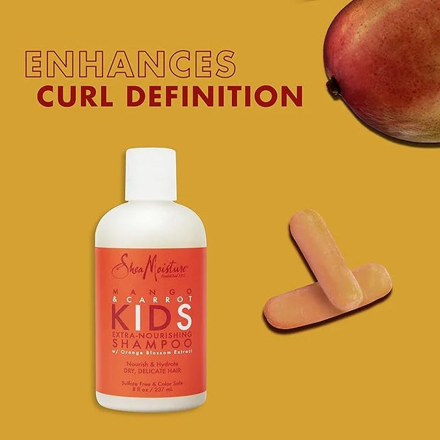 Shea Moisture Mango & Carrot Kids, Extra-Nourishing, Shampoo (8 Oz) and Conditioner (7.7 Oz), Orange Blossom Extract, Dry,...