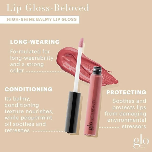 Glo Skin Beauty Lip Gloss | Color and Shine with Lip Nourishing Ingredients, without Stickiness, (Beloved) - Product Image