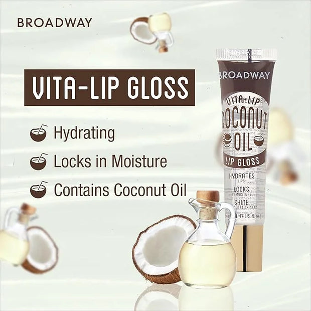 Ruby Kisses Broadway Vita-Lip Clear Lip Gloss (Coconut Oil 12 Pack), Ultra-Hydrating & Soothing Formula with Vitamin Oils,...