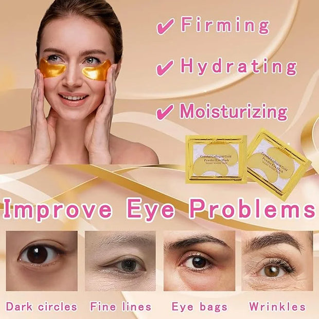 40 Pairs Eye Mask & Lip Mask, Moisturizing Lip Masks, 24K Gold Gel Crystal Collagen Under Eye Patches for Dark Circles, Wr...